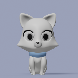blanc chat Shiro Neko modèle animal jouet art collection 3d print model - Mito3D
