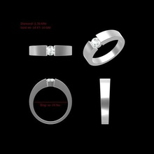 oro blanco caballeros anillo la joyería solitario señores 3d print model - Mito3D