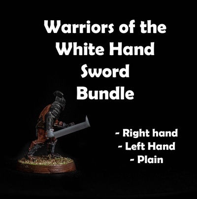 beyaz el savaşçı kılıçlar paket mesbg kral of yüzükler rohan mordor elfler gondor cüceler rivendell lorien isengard harad doğulu orta dünya ork sayı arnor eğilmek 3d print model - Mito3D