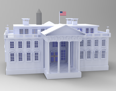 blanc maison Washington Etats Unis Amérique Obama Donald atout Président architecture mixeur gouvernement historique point repère détaillé 3d print model - Mito3D