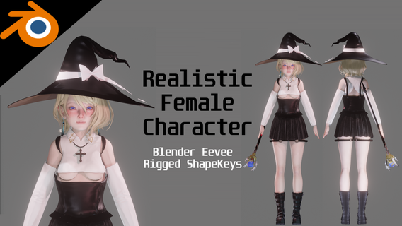 white magician girl - realistic female character blender eevee Art mage wizard dress young woman blender3d model cute body anime people asian 3d print model - Mito3D