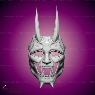 white mask neon game - fan art 3d print model cosplay costume halloween helmet horror premium monster toys demon character head face red games accessories 3d print model - Mito3D