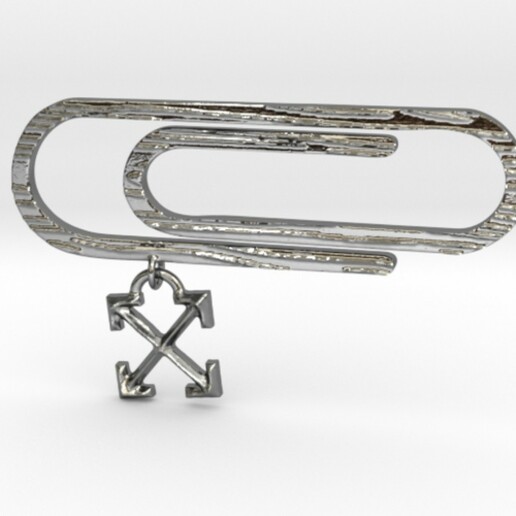 Weiß Büroklammer Anhänger Charme Schlüsselbund necklac 3D print model - Mito3D