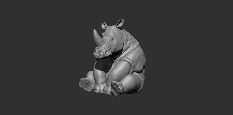 blanc rhinocéros animal assise nature 3d print model - Mito3D