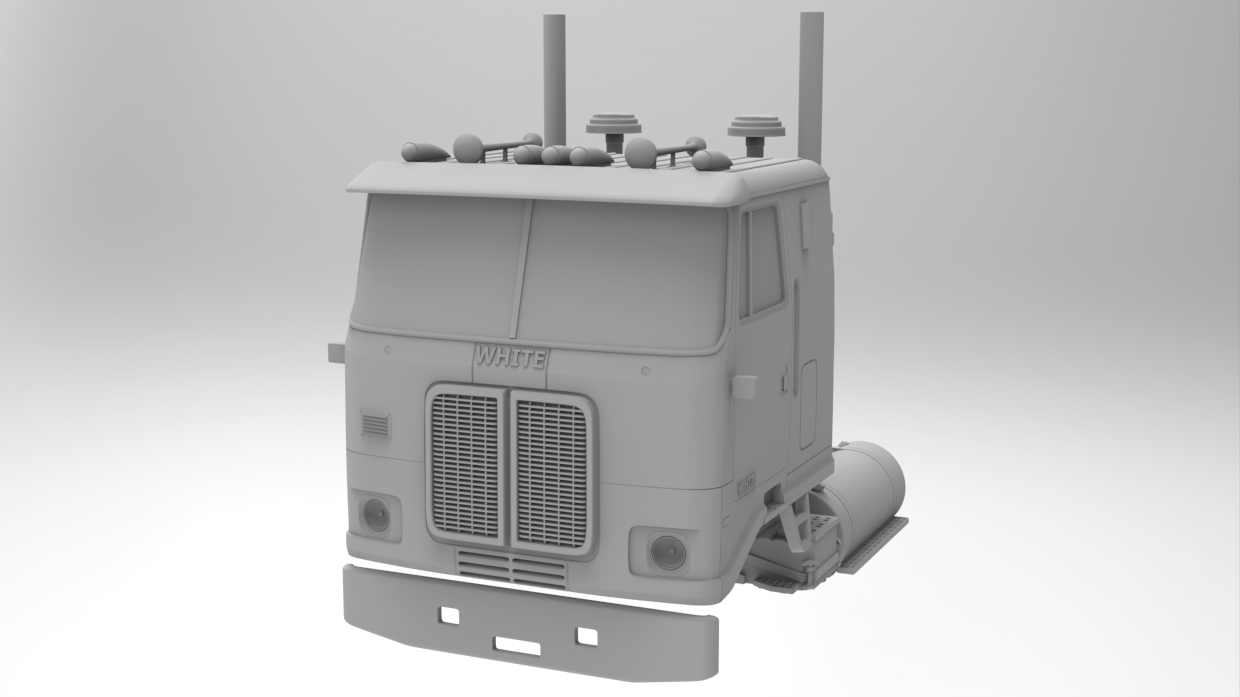 blanco carretera comandante 2 durmiente 1 32 escala taxi americano semi camión 3D print model - Mito3D