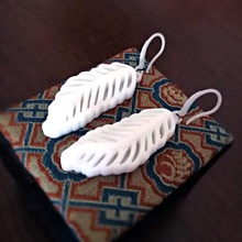white swan earrings feather jewelry nature art earring hook 3d print model - Mito3D