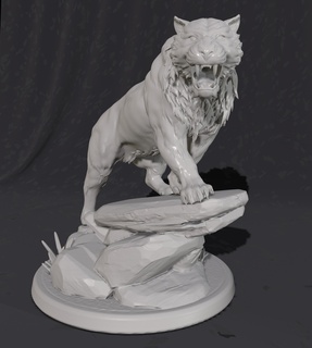 branco tigre bach ho estátua animal arte asiática cultura 3d print model - Mito3D