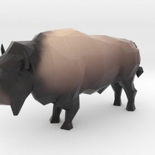 white widow art low poly buffalo bison downturn resolution 3d print model - Mito3D