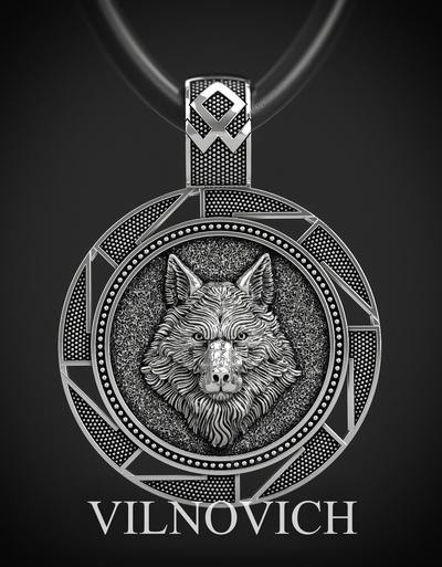 white wolf pendant jewelry coin 3d printable charm jeweller model gold silver animal animals symbol cult 3d print model - Mito3D