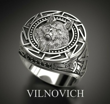 white wolf ring jewelry coin pendant 3d printable charm jeweller model gold silver animal animals symbol cult 3d print model - Mito3D