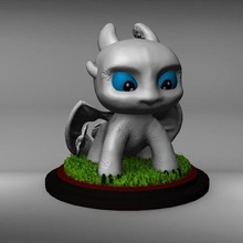 whitefury pop funnko de impressão 3d do modelo a arte dragão chibi brinquedo popfunko sem dentes nighfury 3d print model - Mito3D