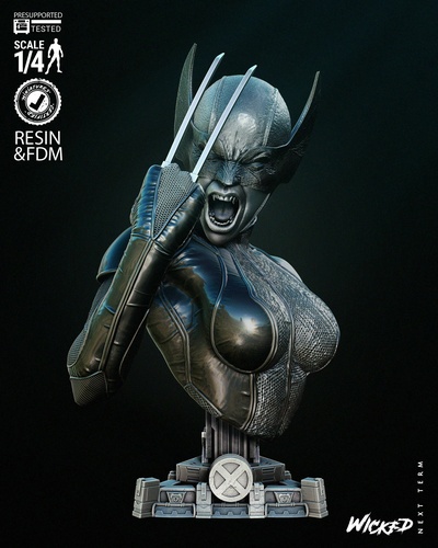 wicked marvel x-23 bust tested ready 3d printing 3dmodeling 3dart sculpture 3dprinting art design print artists 3dmodels stl 3d print model - Mito3D