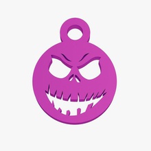 kötü gülümseme trinket gadget evil crazy halloween pumpkin round circle symbol cutout shape silhouette keychain toothy ominous sinister 3d print model - Mito3D