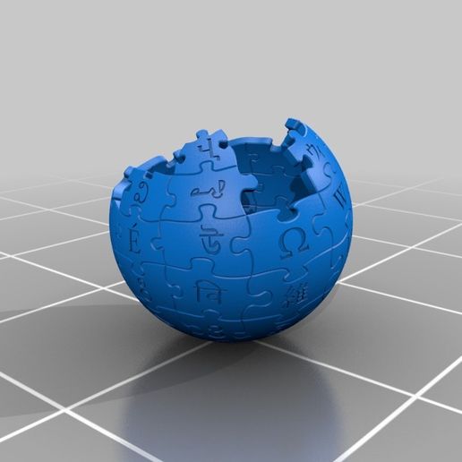 Wikipédia Achevée imprimable globe art logo puzzle 3D print model - Mito3D