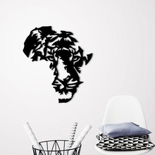 salvaje África pared Arte silueta león cabeza 2d 3d decoración deco naturaleza animal africano folklore 3d print model - Mito3D