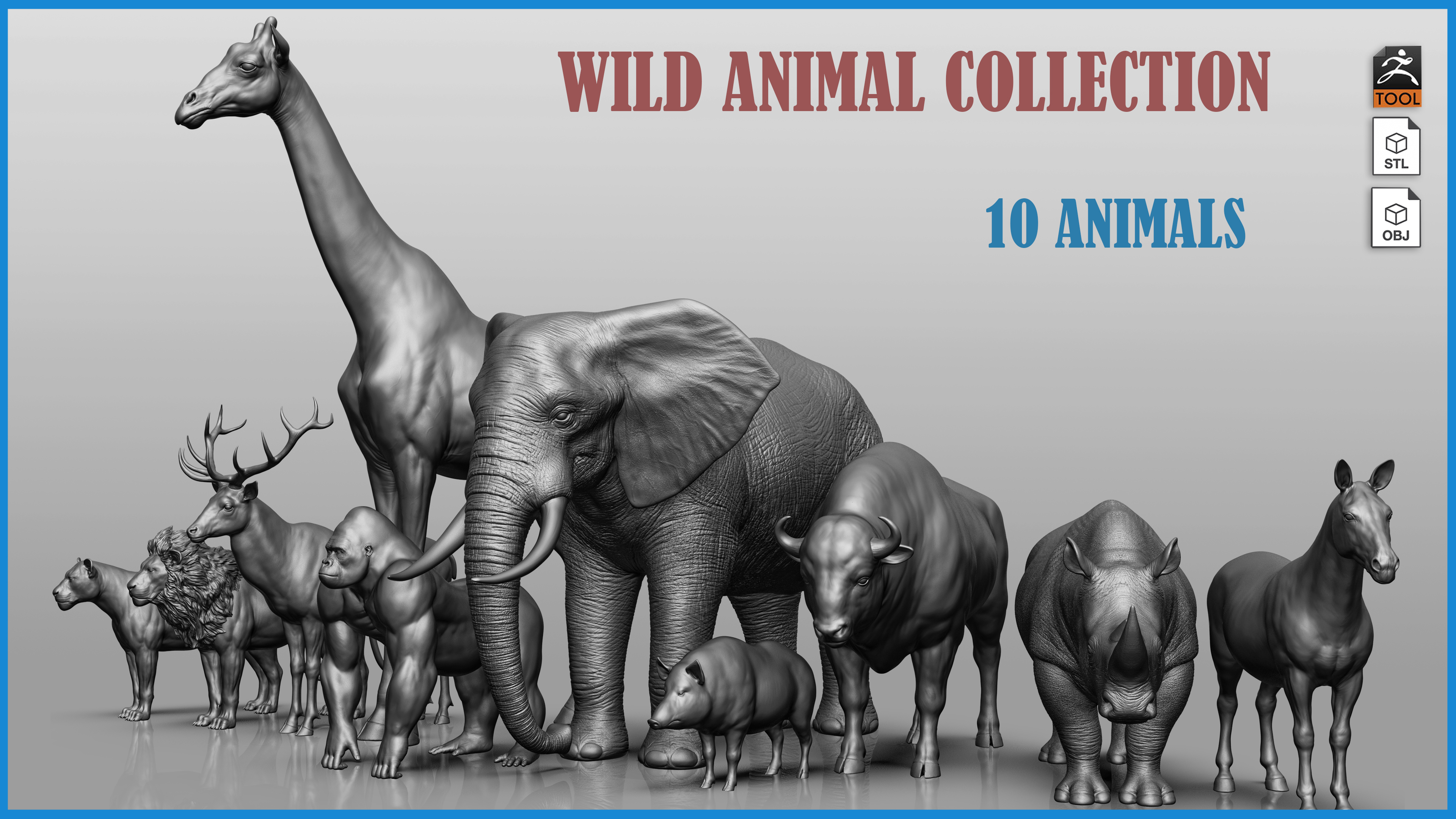 selvagem animal coleção 3d zbrush 3D print model - Mito3D