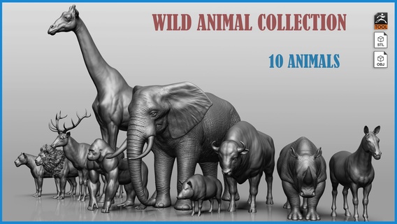 sauvage animal collection 3d zbrush 3d print model - Mito3D