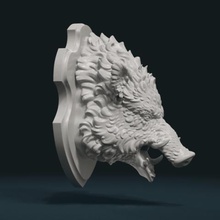 Wildschwein-Kopf montiert Kunst Dekoration Taxidermie an der Tagesordnung Kreatur Wald Tier fir Ungeheuer hog 3d print model - Mito3D