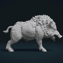 yaban domuzu statik poz sanat domuz şahlanmış yaratık orman hayvan köknar canavar 3d print model - Mito3D