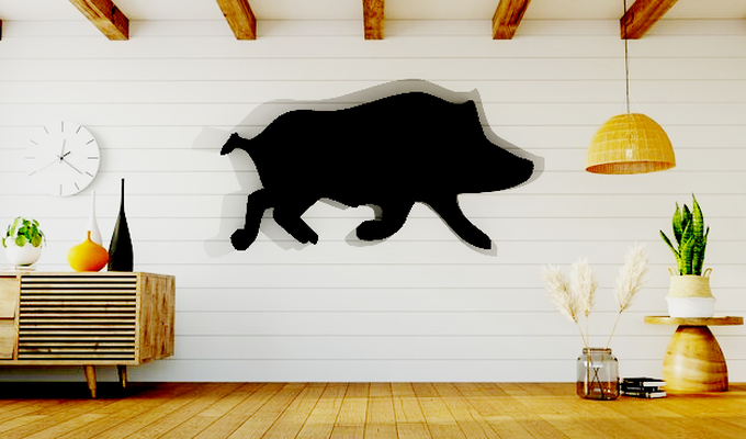 wild boar wall art 3d print model - Mito3D