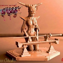 wild cherry cyber samurai art woman sculptures statuette walades japan 3d print model - Mito3D