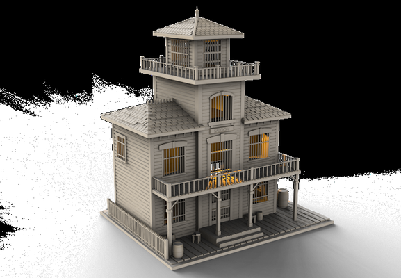 wild west 2 architecture - saloon western middle earth dark ages terrain medieval train tower greenhouse tabletop d&d miniatures war anime keychain 40 hammer wall diorama 3d print model - Mito3D