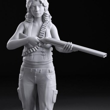 salvaje Oeste niña Arte pistola juventud hembra gángster 3d print model - Mito3D