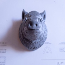 Jabalí cabeza Arte animal fauna silvestre cerdo esculpir oso león decoración 3d print model - Mito3D
