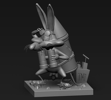 wile Kojote Kunst stl Looney Melodien 3d print model - Mito3D