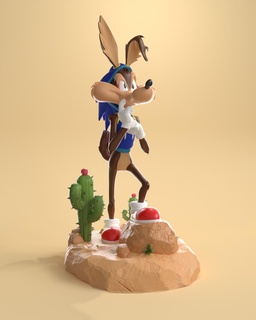 ruse coyote sculpture roadrunner art jouet sonique looney airs personnage toons dessin animé 3d print model - Mito3D