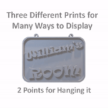 william's room sign - includes desk stand wall hanging points door mounting filled crafting resin william plaque plack mount 3d print model - Mito3D