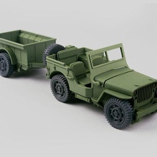 Willys mb Jeep + Anhänger faltbar 4d 3d print model - Mito3D