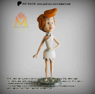 Wilma flintstone classic cartoni animati fanart arte dinosauri fred pietra focaia 80th classico cartone animato carina statua figurina fan art 3d print model - Mito3D