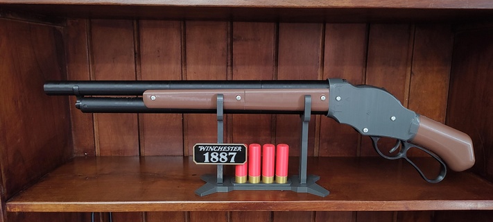 Winchester 1887 escopeta soporte cartuchos cabina pistola terminador 2 juicio día juguete arma Schwarzenegger apuntalar cosplay réplica rifle 3d print model - Mito3D