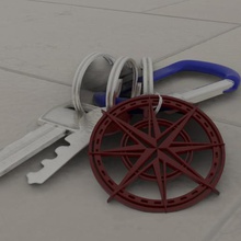 rüzgar Anahtarlık yükseldi takı anahtar halkası anahtarları Seyahat yolculuk pusula gülü 3d print model - Mito3D