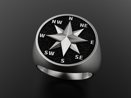 wind rose ring compass 3 jewelry print 3dprinted jewellery printable rings design jewel golden fashion printabl printing gold prototyping silver biker 3d print model - Mito3D