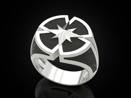 wind rose ring compass Jewelry jewelry print 3dprinted jewellery rings design jewel golden printabl printing gold prototyping silver biker blackening texture 3d print model - Mito3D