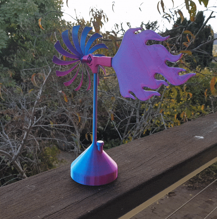 molino fácil montaje clic juntos partes whirlygig hilandero hélice viento jardín decoración girar clima veleta 3D print model - Mito3D
