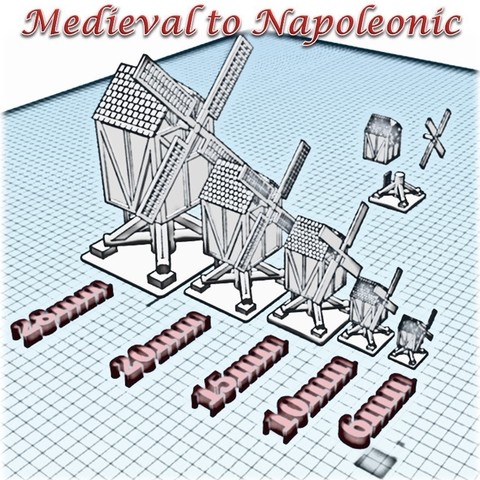 moulin médiéval wargame napoléon warhammer la ville maison construction les paysages diorama 3D print model - Mito3D