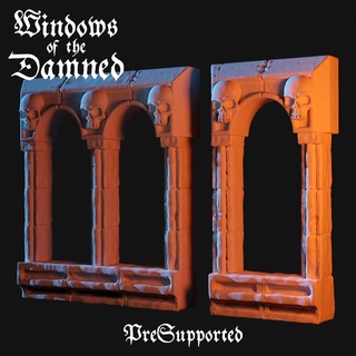 windows damned - single double presupported frostgrave terrain gothic mordheim wargame wargaming warhammer fantasy window buildings structures 3d print model - Mito3D