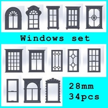 pencereler Ayarlamak 34 adet mimari bardak pencere müze retro klasik Antik ev Odun ahşap bina dekorasyon 3d print model - Mito3D