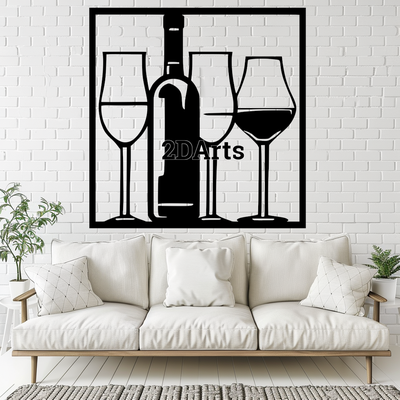 wine 2d wall art window - digital stl & svg file home decor 3d printing laser cutting home cults3d download modern minimalist rustic vintage kitchen birthday gift housewarming unique lover anniversary 3d print model - Mito3D