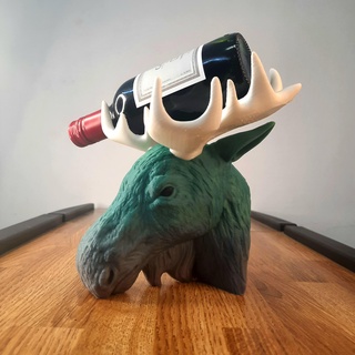 vino alce bottiglia titolare supporto cenare camera animale 3d print model - Mito3D