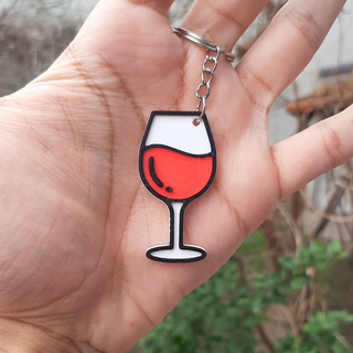 wine glass keychain key ring cup whine alcohol 3d print model - Mito3D