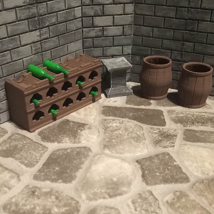 vino cremagliera supporto accessorio parte tavolo miniatura easyprint supportoFree fantasia medievale portavini taverna ubriaco bevanda 3D print model - Mito3D
