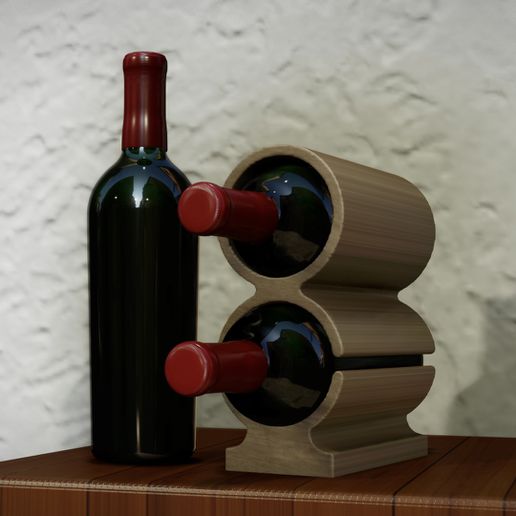 vino estante 2 botellas botella soporte 3D print model - Mito3D