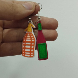 wine soda rings hoops vinoconsod earrings pendants keychain 3d print model - Mito3D