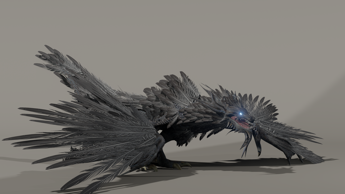 ailé dragon gréé stl inclus art monstre wyvern 3d print model - Mito3D