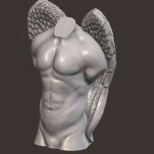 winged male torso candle interior man sexy angel wings 3d print model - Mito3D