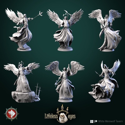 winged undeads casters set 6 miniatures 32mm pre-supported tabletop highquality toy game 3dminiature dnd dndminiature creature monster presupported ttrpg rpg undead bundle 3d print model - Mito3D